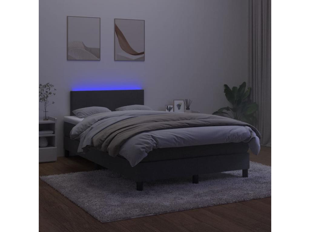 Sommier tapissier avec matelas et LED Noir 120x200 cm Velours EHNI56294