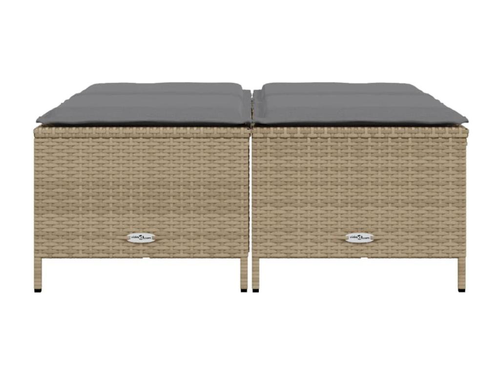 Tabourets de jardin avec coussins lot de 4 beige résine tressée AUXL80030