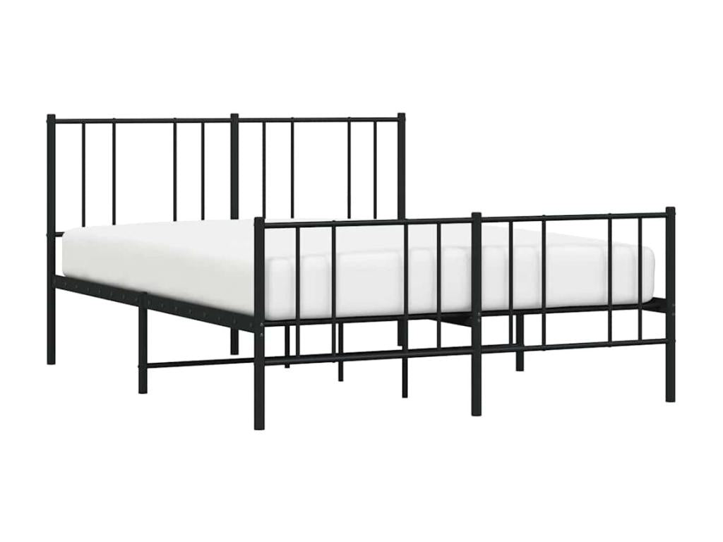 Cadre de lit métal sans matelas avec pied de lit noir 150x200cm SHEM87640