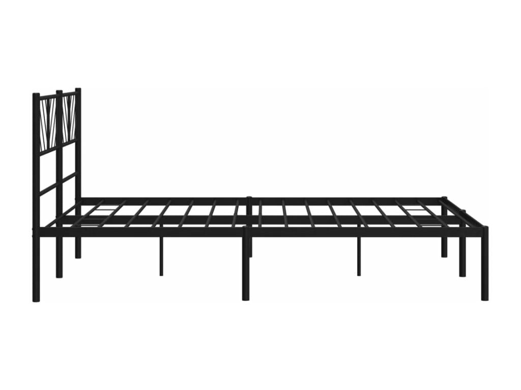 Cadre de lit métal avec tête de lit noir 140x190 cm PTLD60110