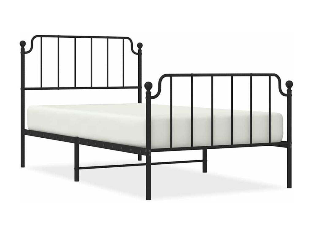 Cadre de lit métal sans matelas avec pied de lit noir 100x190cm MWGV37326