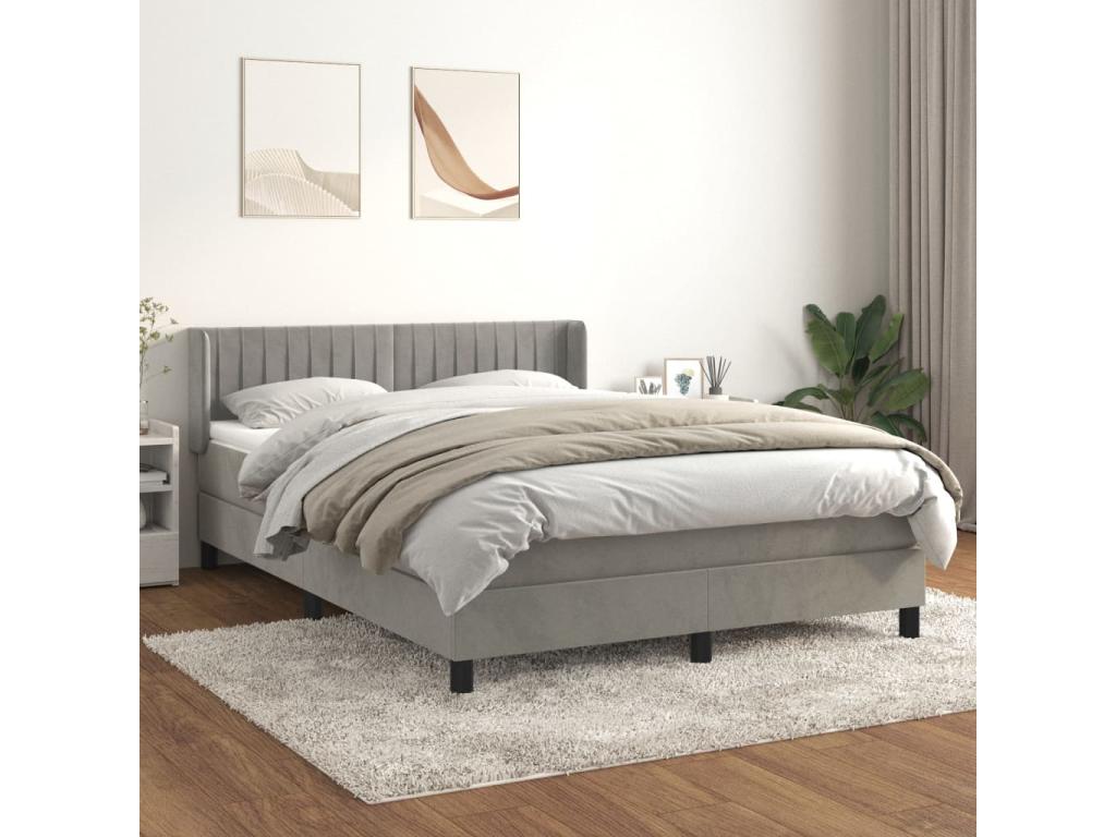 Sommier à Décohaute de lit et matelas Gris clair 140x200 Velours DWDV31907