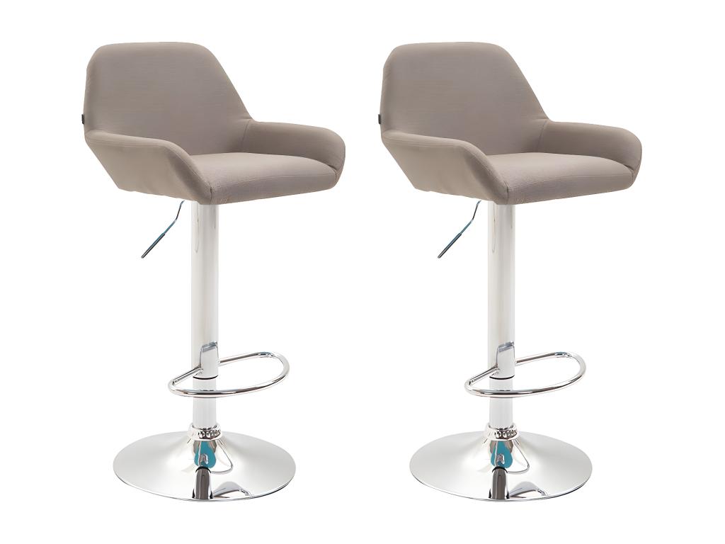 Lot de 2 Tabourets de bar - Tissu / Métal chromé - Chezlova AAUI10842