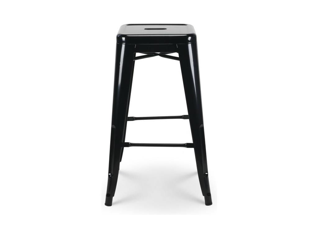 Lot de 4 tabourets de bar en métal noir brillant style industriel - Sans dossier - Hauteur 66 cm GSOS77982