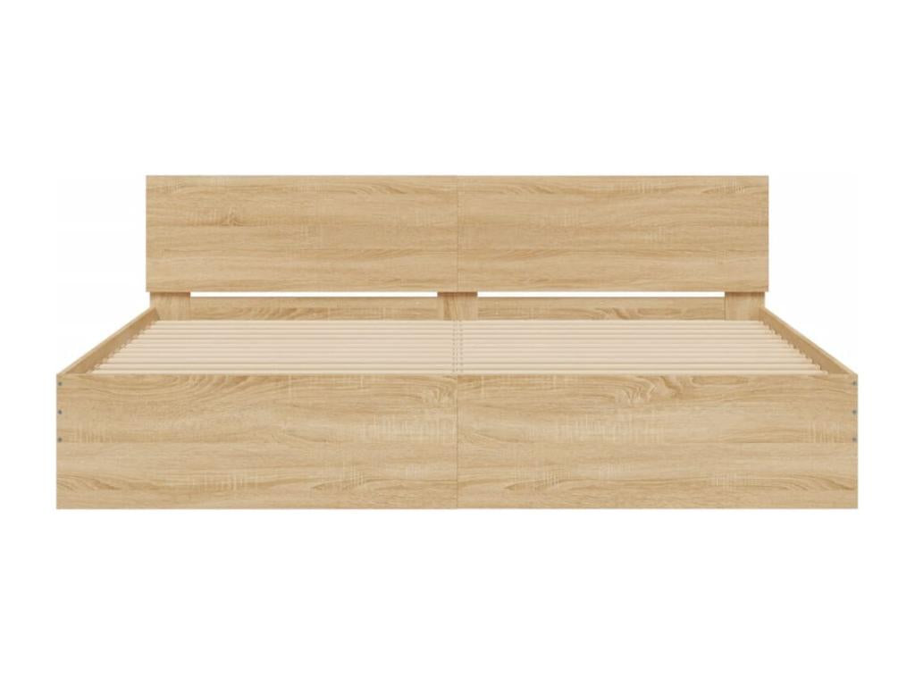 Cadre de lit avec tête de lit chêne Chezlova 200x200 cm MKMH99889