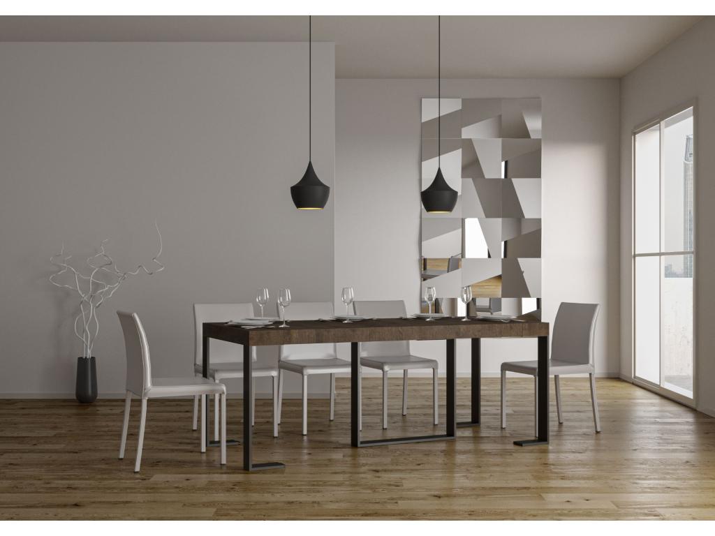 Console extensible 90x40/300 cm Chezlova Premium Noyer cadre Anthracite QCEL96026