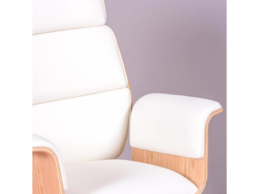 Chaise de bureau pour cadres en bois d'érable clair et tapissée en simili cuir - Nordic S - Blanc AURN64822