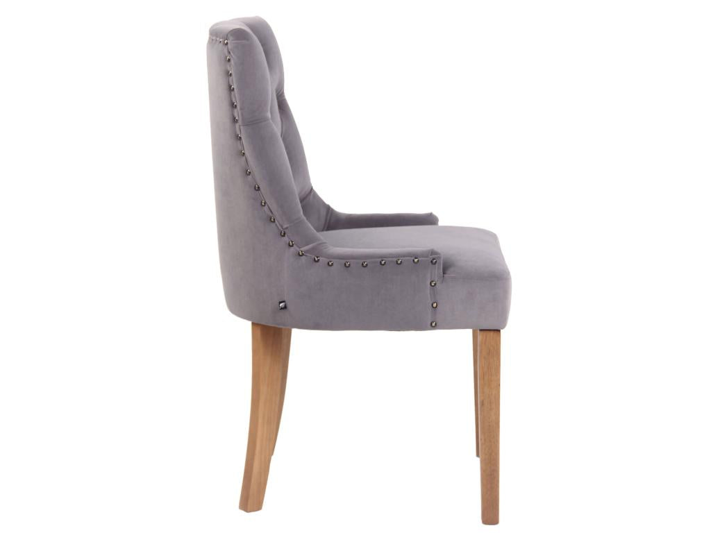 chaise salle à manger - Velours / Bois - Gris - Chezlova THYR70254