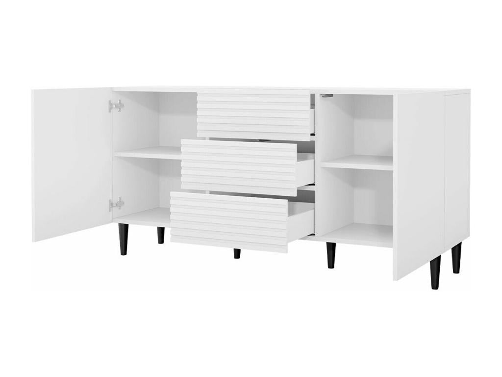 Commode Chezlova Mavmono 101 Noir Avec tiroirs et portes 76x156x40cm IVYF78056