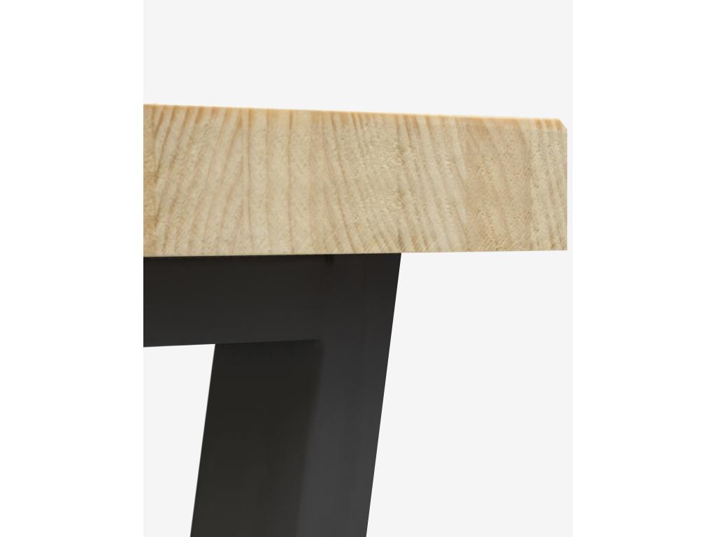 Banc en bois de pin et fer couleur naturel et noir 140x45cm - Chezlova WHLZ96823