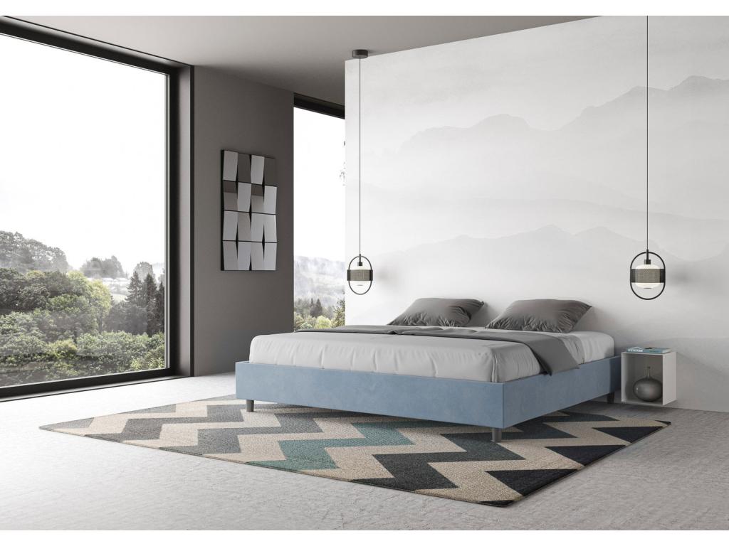 Lit sans sommier rembourré 180x200 microfibre bleu clair Chezlova IFUZ71195