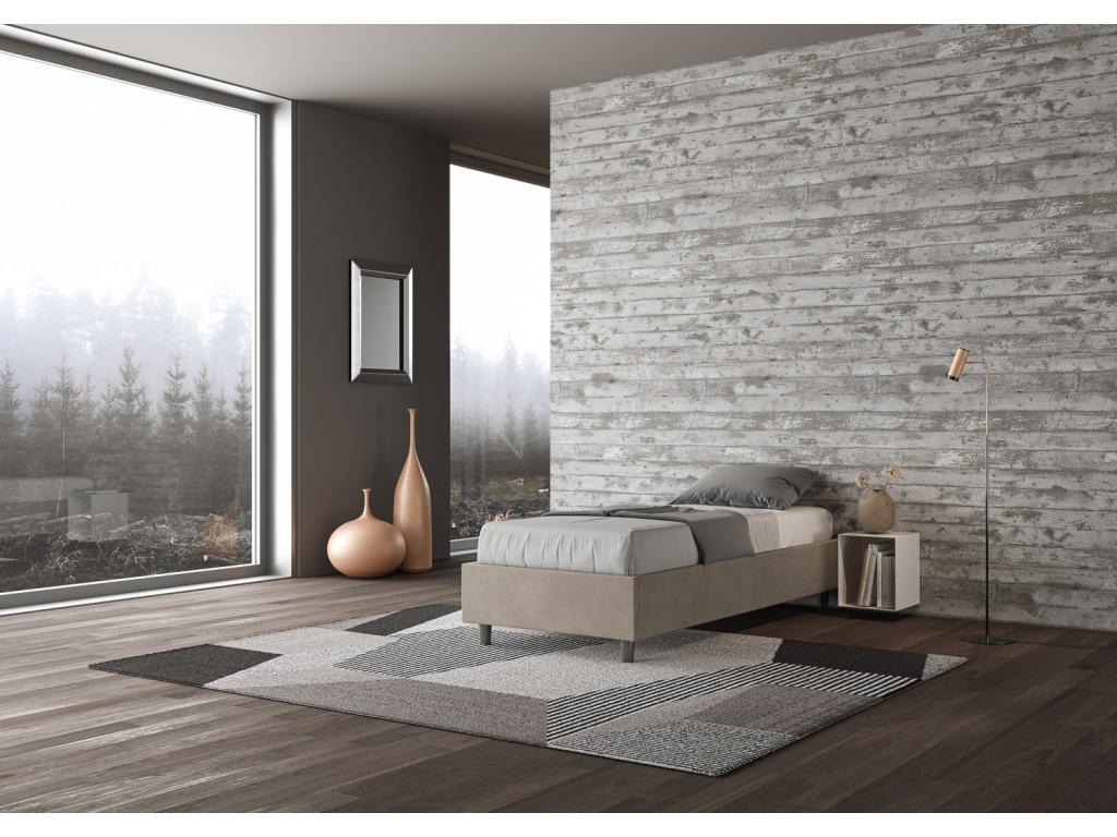 Lit sommier sans sommier capitonné 80x200 microfibre sable Chezlova LHXQ61090