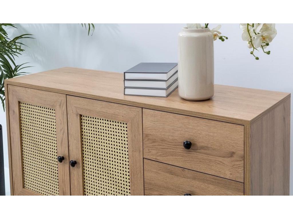 Buffet Chezlova mini 120 cm 2 portes 3 tiroirs 120 cm chêne VPMQ73841