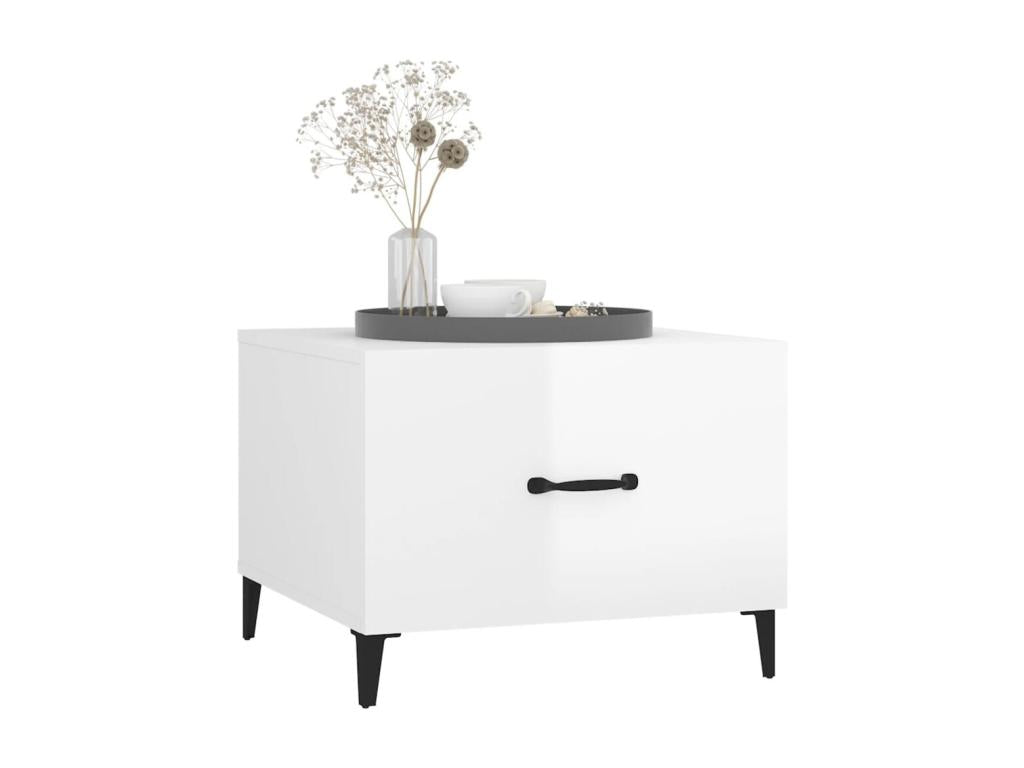 Table basse avec pieds en métal Blanc brillant 50x50x40 cm AFWZ17344