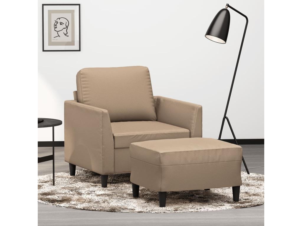 Fauteuil avec repose-pied Cappuccino 60 cm Similicuir GLSI97773