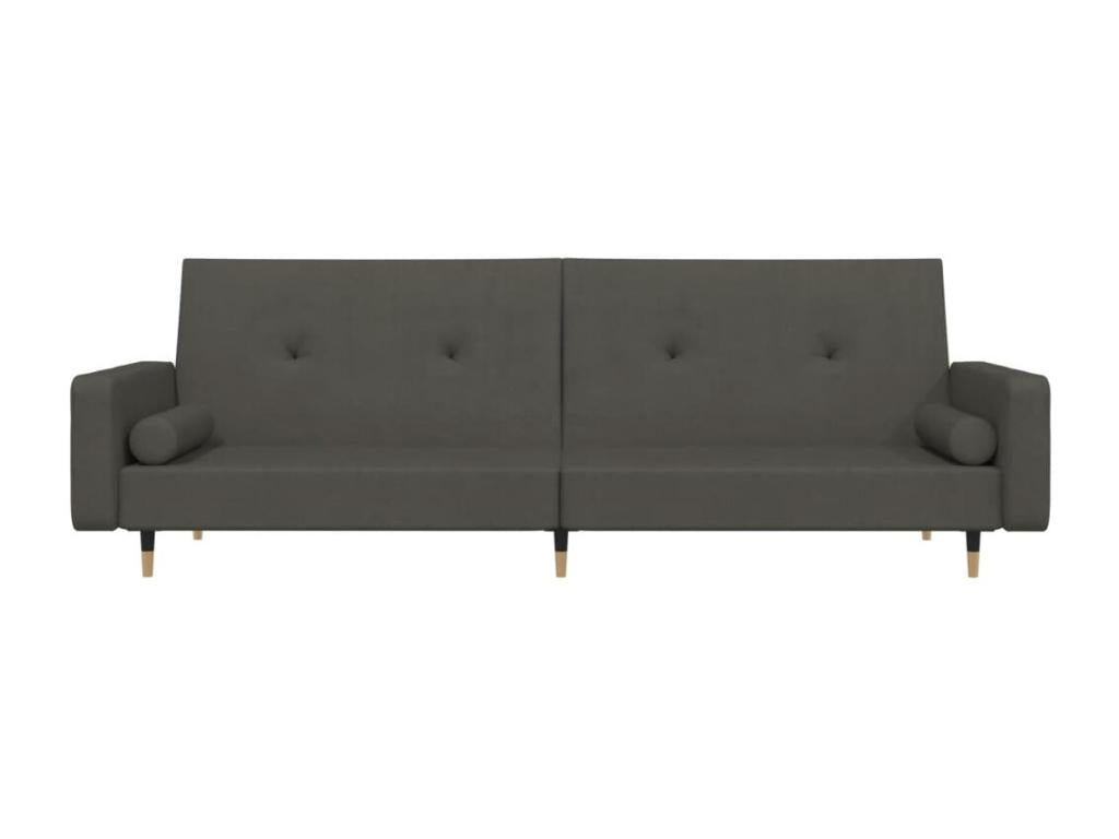 Canapé-lit à 2 places avec deux oreillers Gris foncé Velours THGP66455