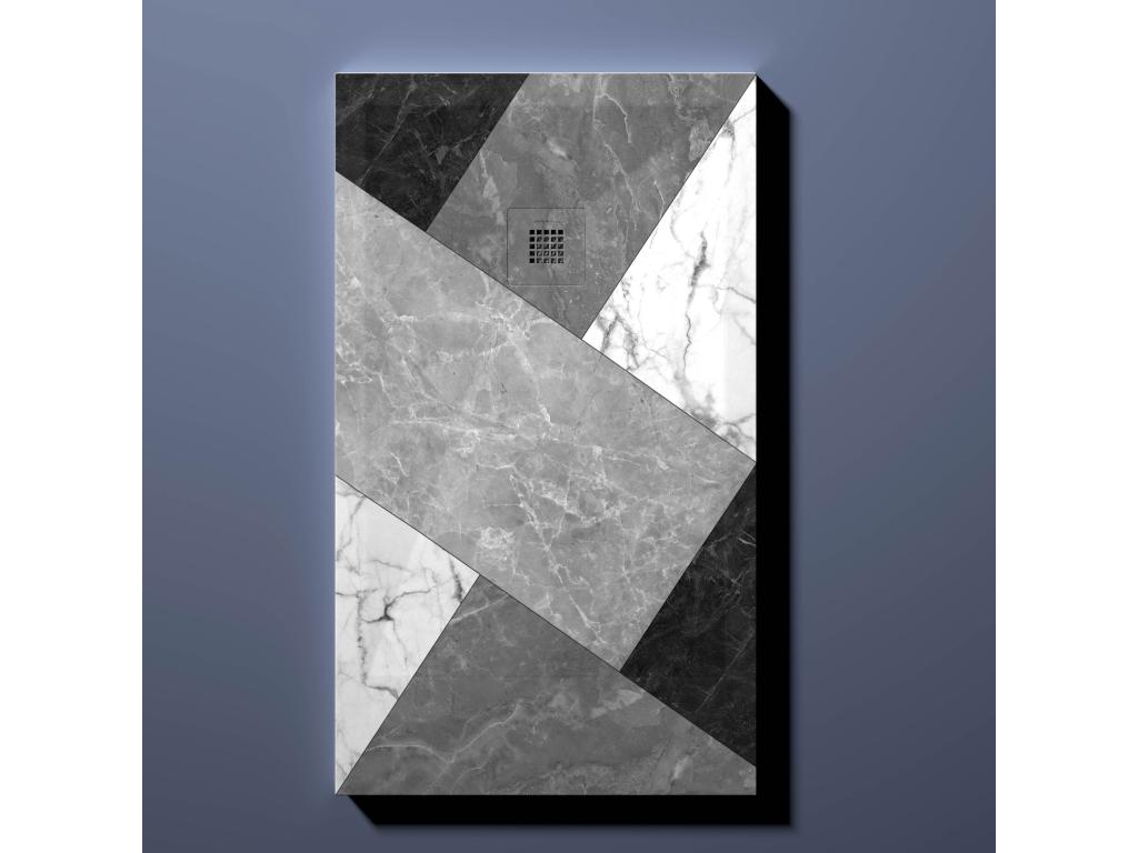 Receveur de douche 02 BN Mosaïque finition Lisse Chezlova grille de couleur 3D - 160x70 cm EQWO82354