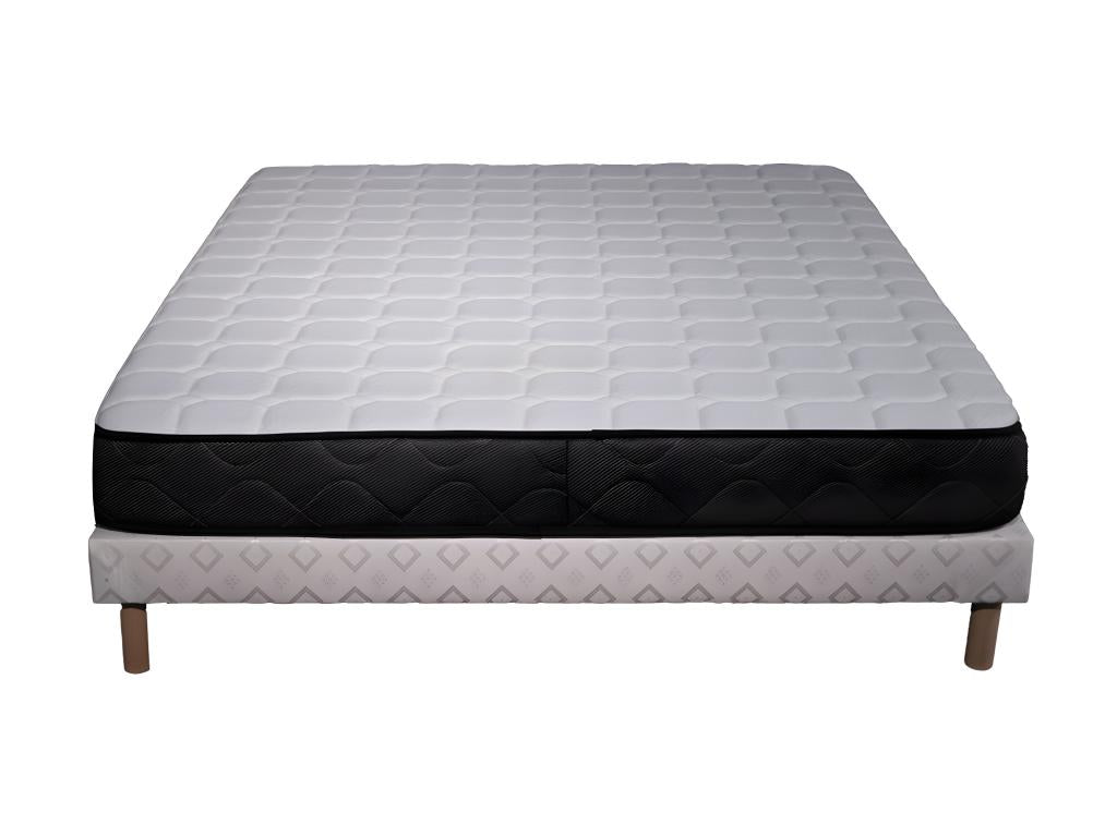 Ensemble Matelas mousse Chezlova - 90x190cm - accueil mémoire de forme - Sommier Blanc UBPZ33526