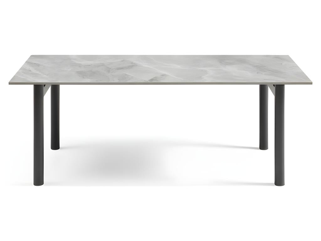 Table basse 120x60 cm céramique gris marbré laqué pieds droits - Chezlova 09 DXNY38147