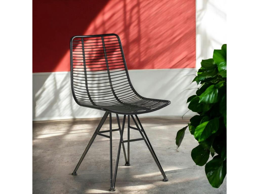 Chaise industrielle métal noir filaire Chezlova CUME47080