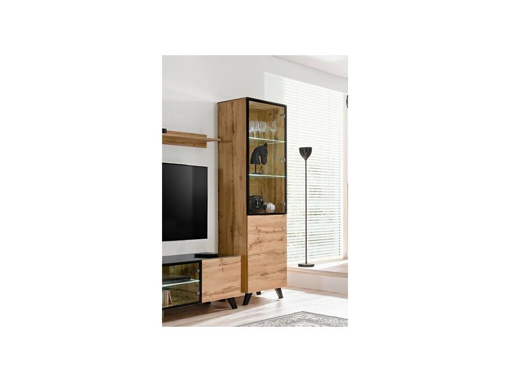 Vitrine Chezlova LED design scandinave meuble déco pour salon petit modèle BMYQ96323