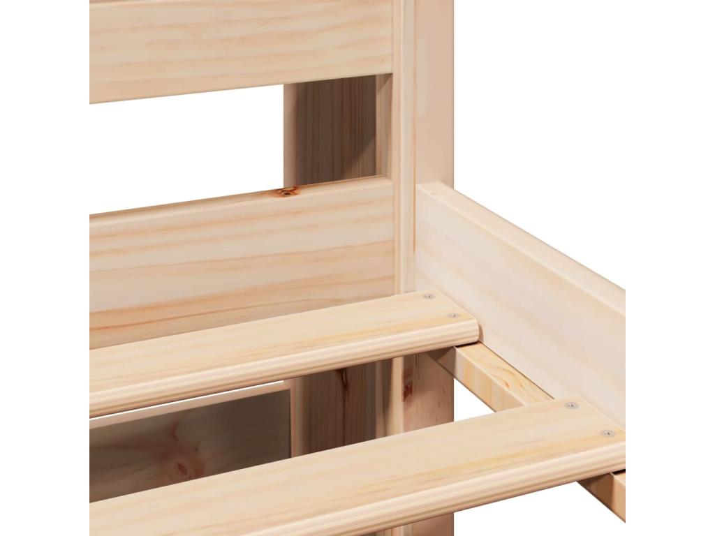 Lit bibliothèque sans matelas 200x200 cm bois massif de pin FRVA51790