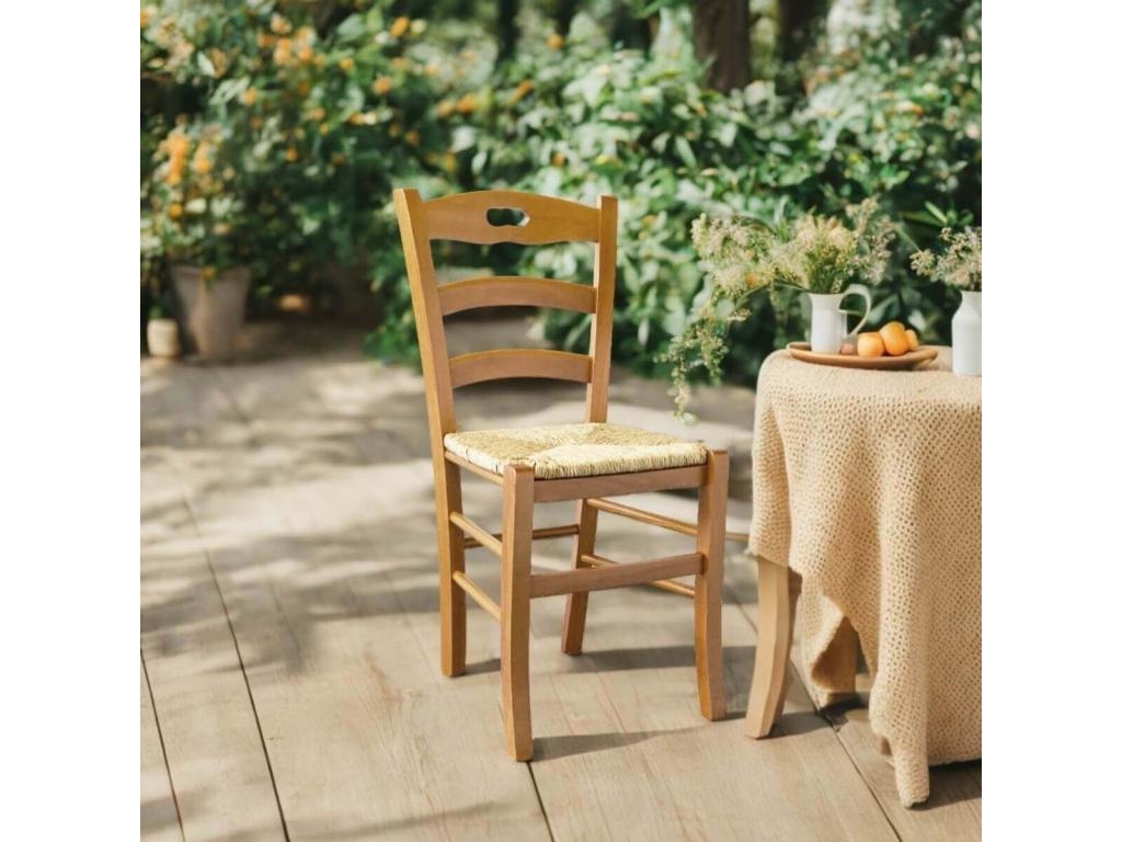 Chezlova - Lot de 2 Chaises Teinté Chêne et Assises en Paille NAMI17700