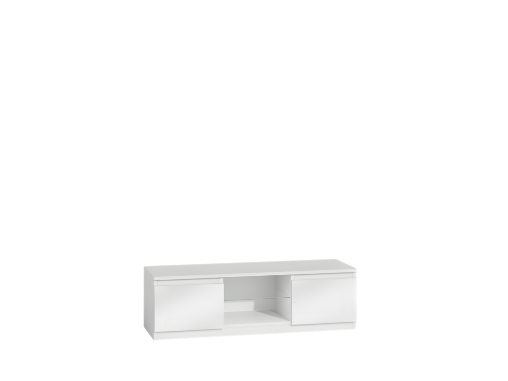 Decohaute - Meuble TV style moderne - 140x40x36cm - 2 niches 2 portes - Rangement matériel télé/audio - Blanc brillant NNEX34161