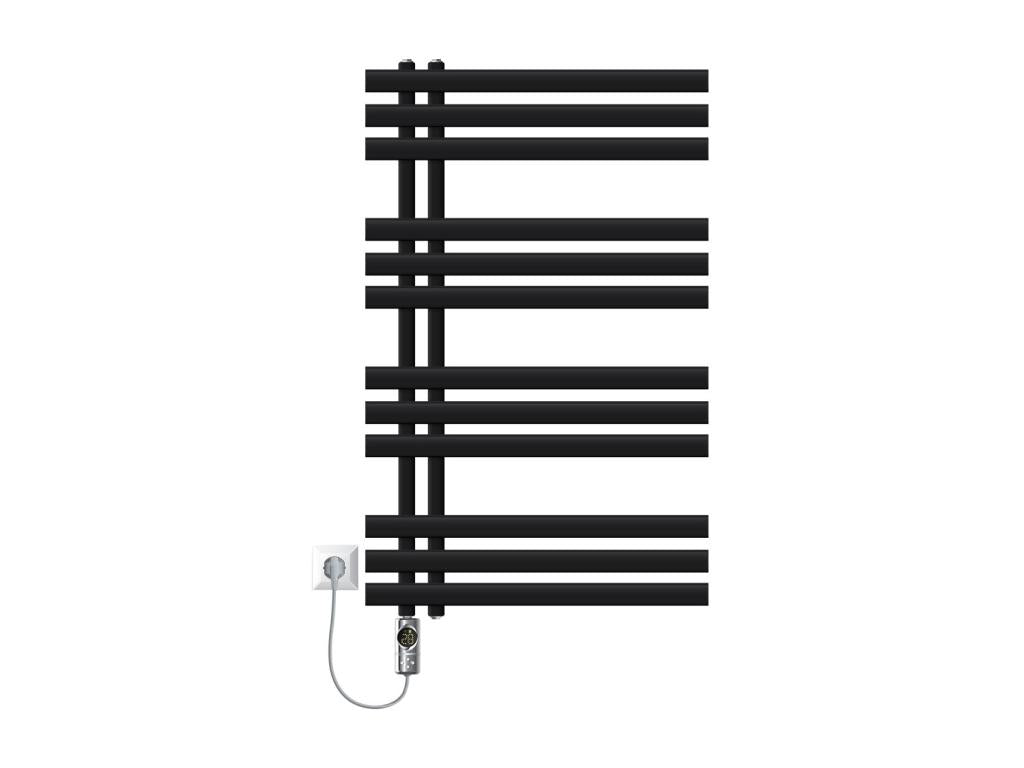 Fer EM radiateur sèche-serviettes noir mat 60x100 cm élément chauffant 300W JTOQ70100