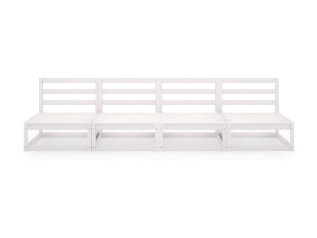 Canapé à 4 places de jardin Blanc Bois de pin solide QCBA67809