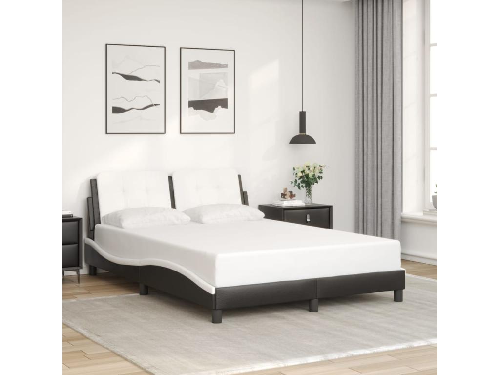 Cadre de lit avec LED sans matelas noir et blanc 140x190 cm DBXN50058