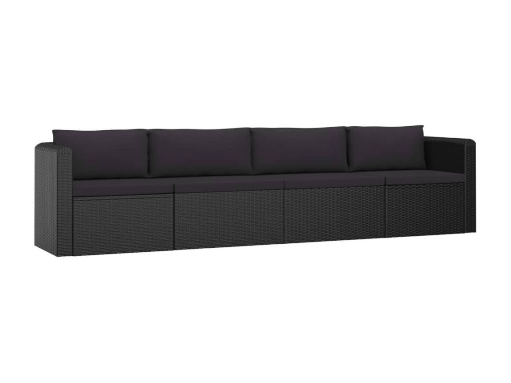 Salon de jardin 9 pcs avec coussins Résine tressée Noir 41 IGET46055