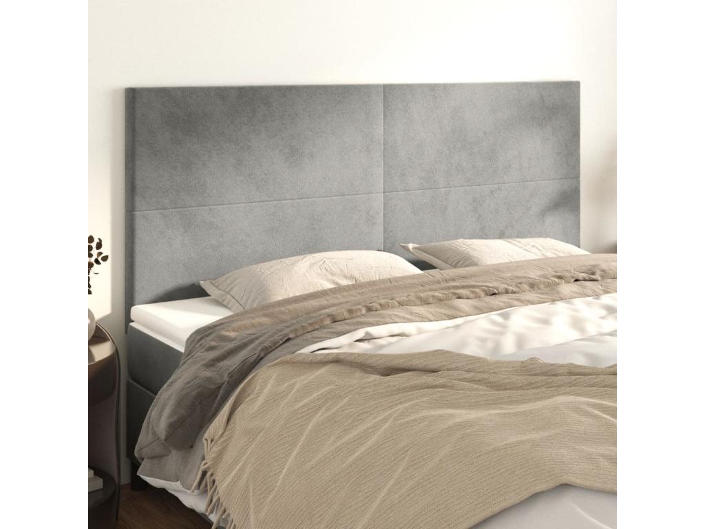Têtes de lit 4 pièces Gris clair 90x5x78/88 cm Velours DPVJ18997
