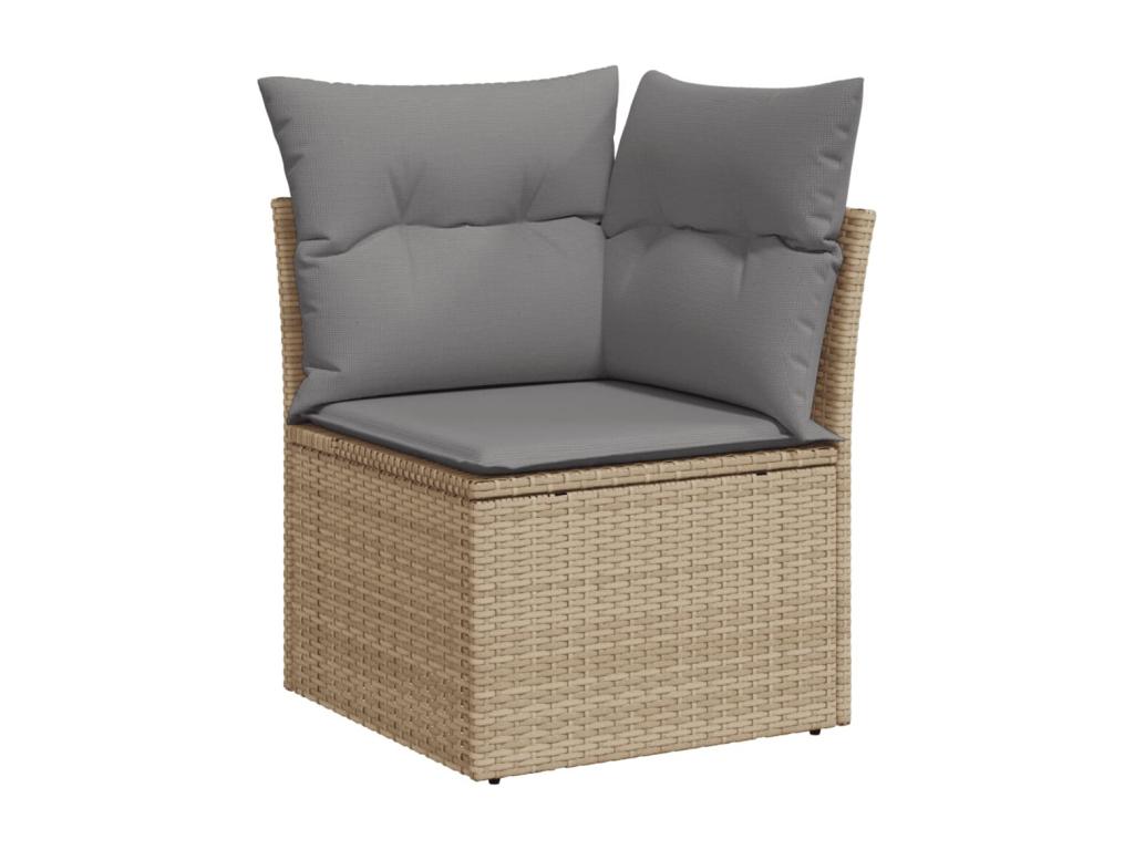 Salon de jardin avec coussins 9 pcs beige résine tressée JLSC84938