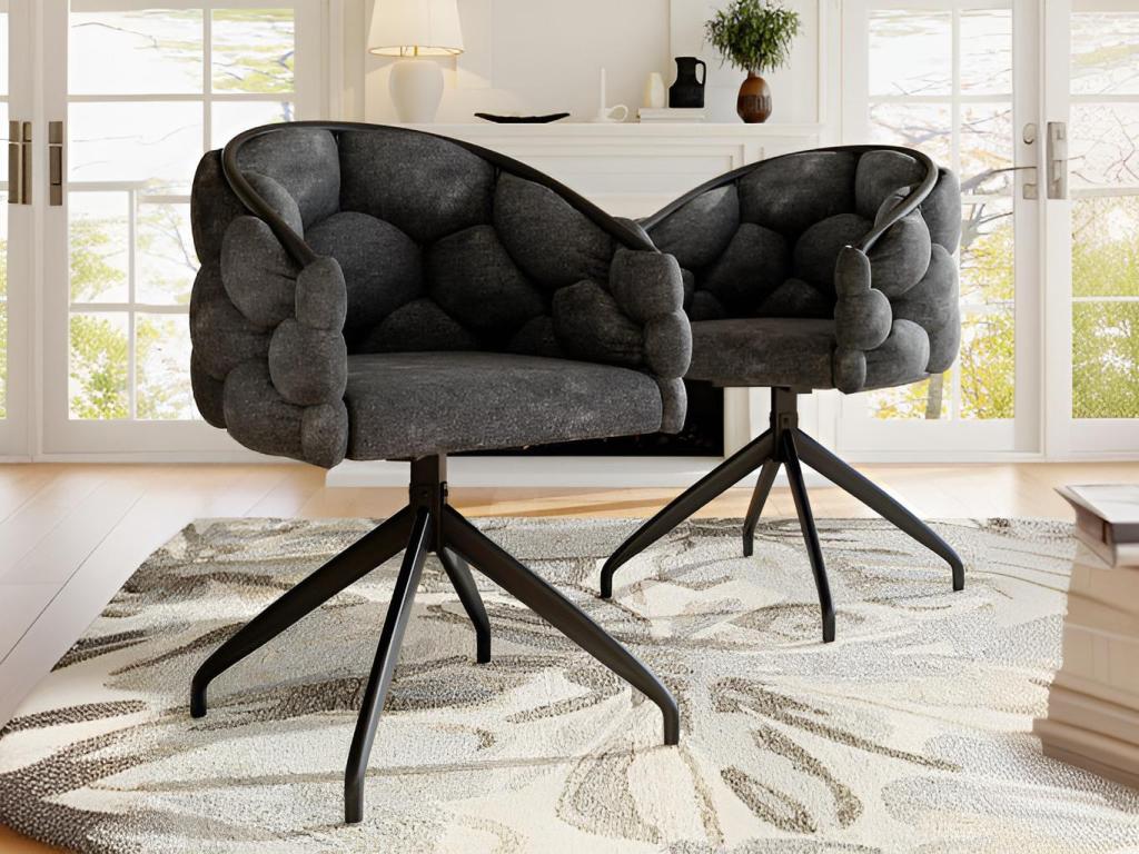 Lot de 2 chaises pivotantes en velours - style de mode moderne - Gris HVDF34351