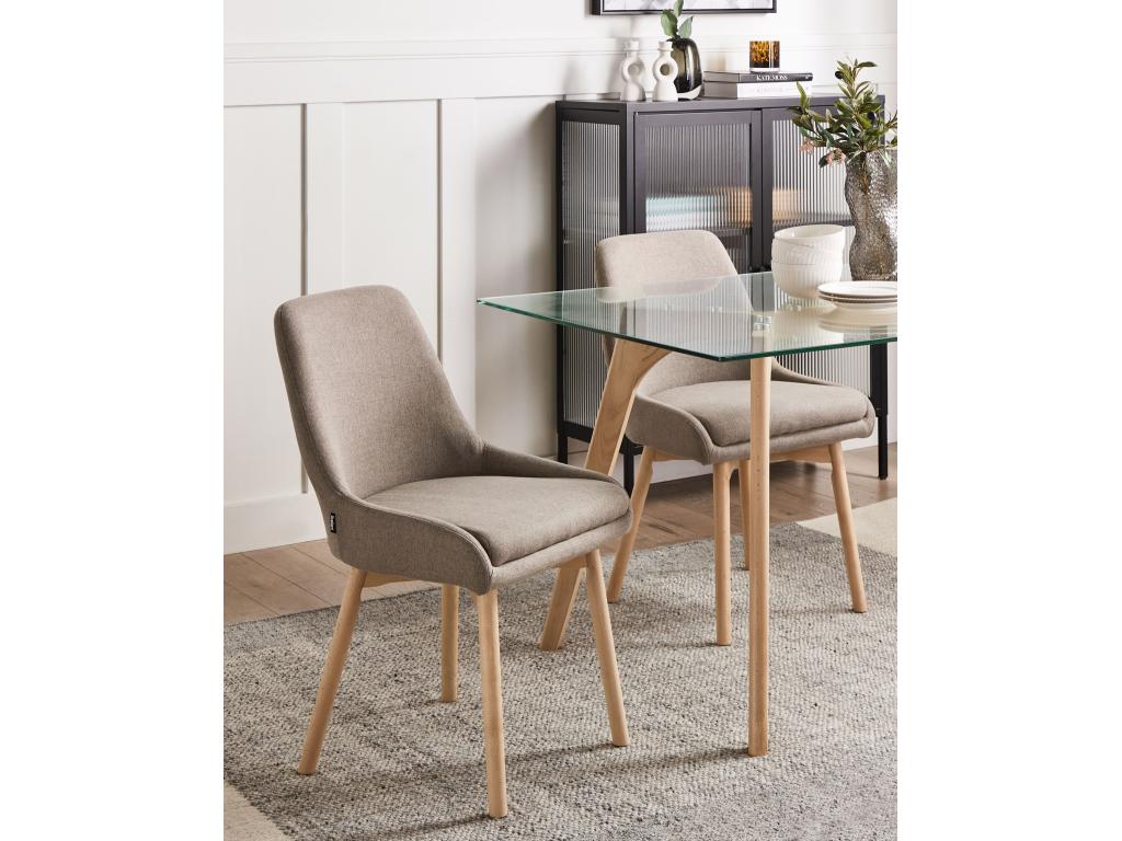 Lot de 2 chaises de salle à manger MELFORT Tissu Marron QQQV10920