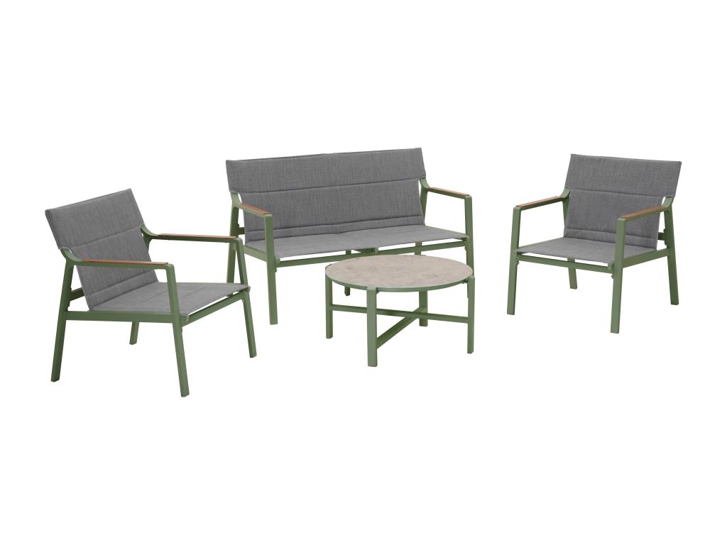 Salon de jardin 4 places en aluminium vert kaki ENDF49202
