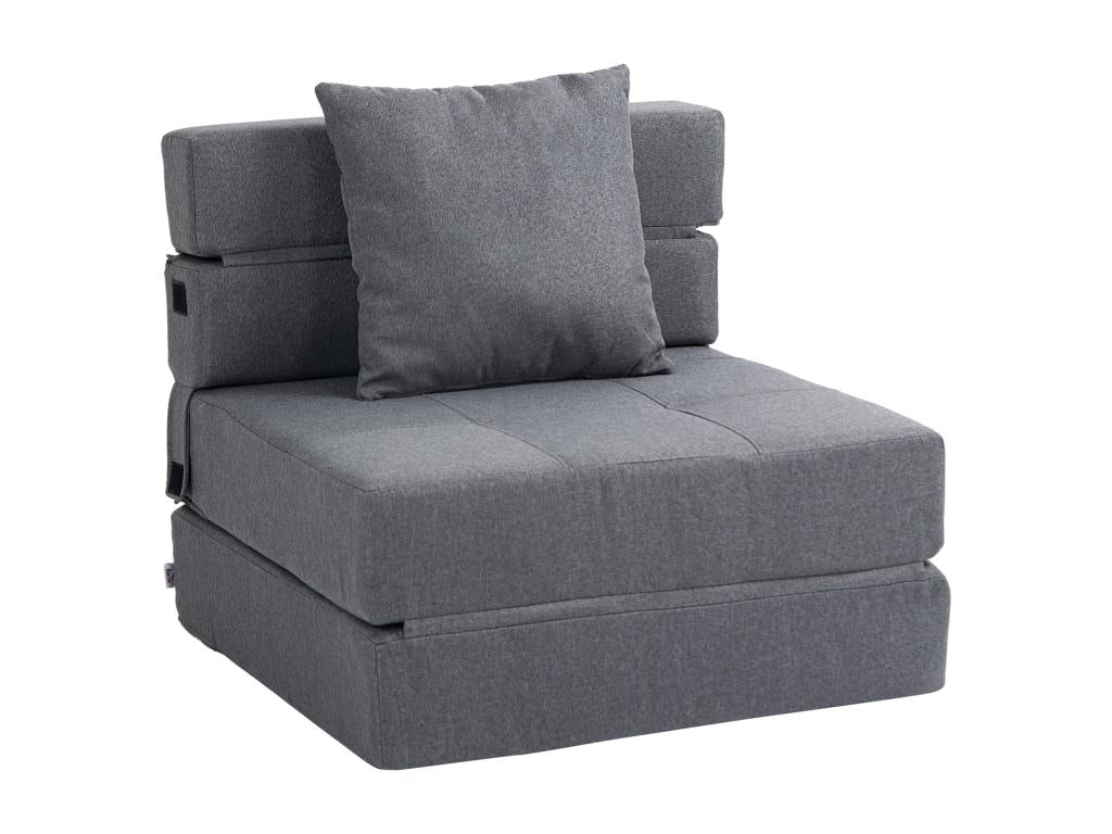 Chauffeuse canapé-lit convertible 1 place - coussin déhoussable inclus - tissu gris UVWW19554