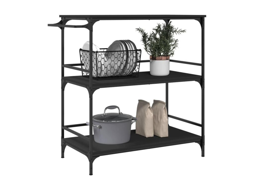 Chariot de cuisine noir 100.5x50x105 bois d'ingénierie SXXK49299