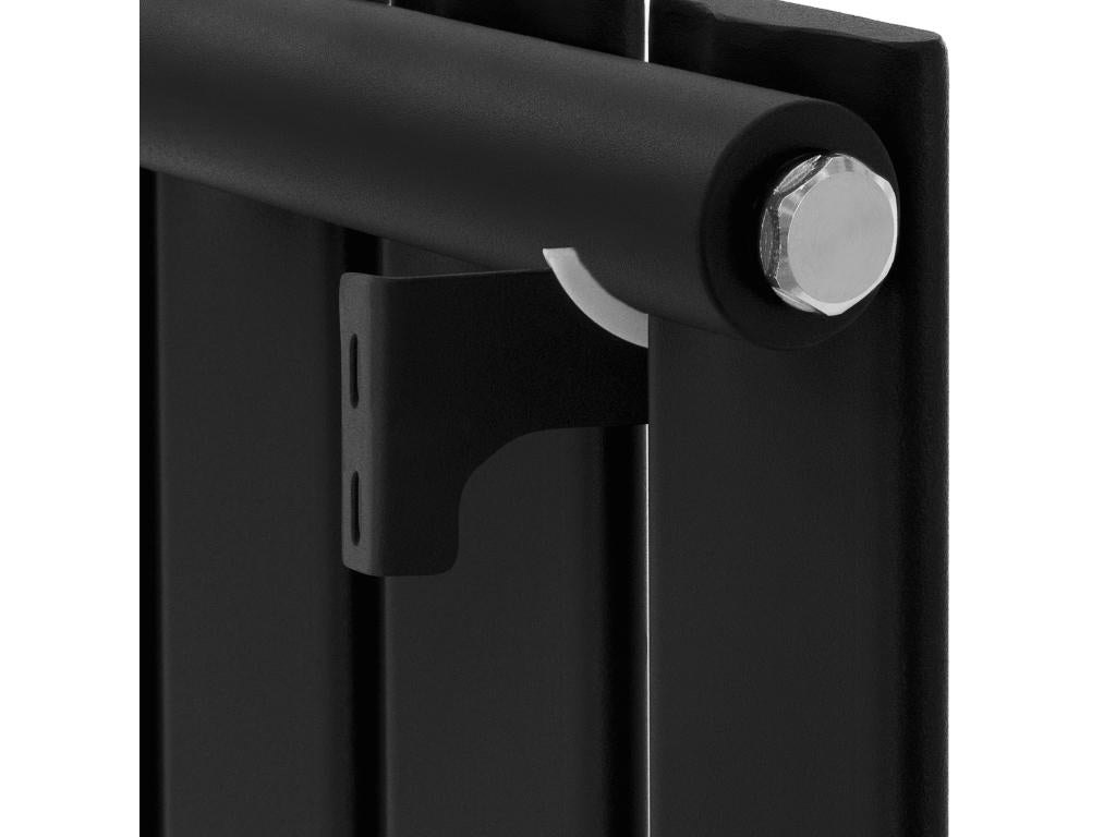 Radiateur de salle de bain horizontal noir mat acier connexion au bas 87x60 cm CNRS92533