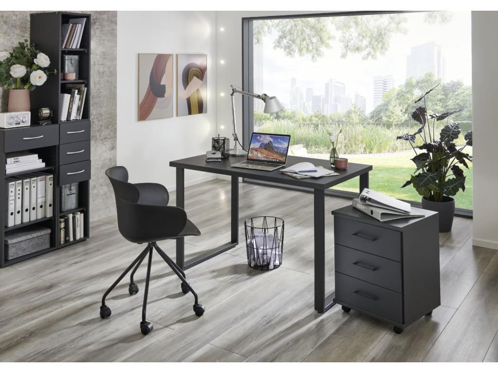 Meuble de bureau caisson à 3 tiroirs Couleuris noir - L- 120 x H- 75 x P- 70 cm OKUK51419