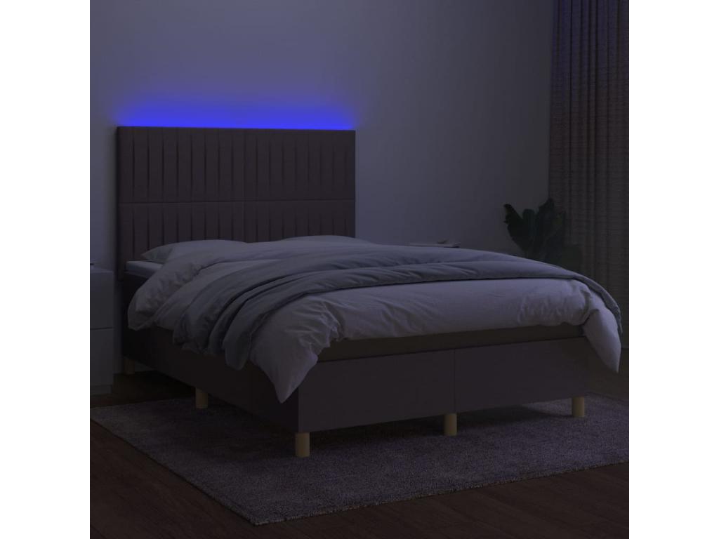 Sommier à Chezlova de lit et matelas et LED Chezlova 140x190cm Tissu CRQO25964
