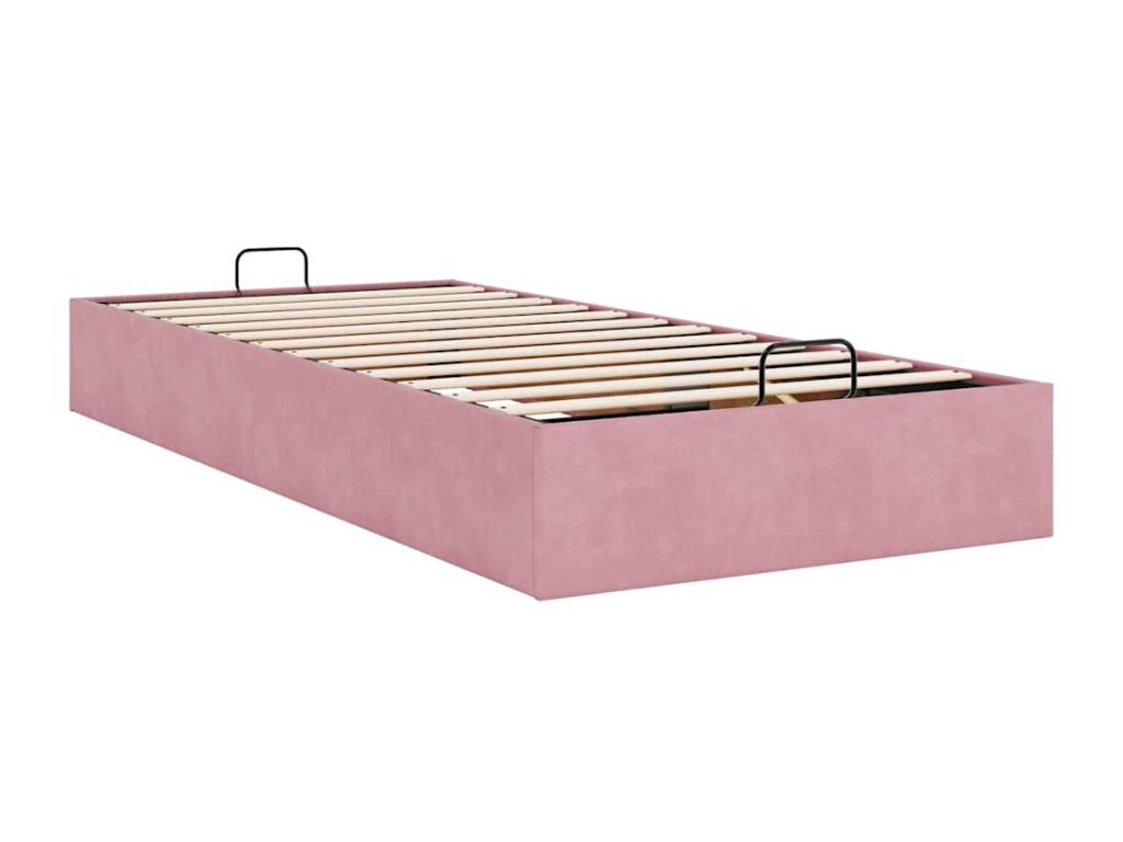 Cadre de lit pouf sans matelas rose 80x200 cm velours DQTW93115