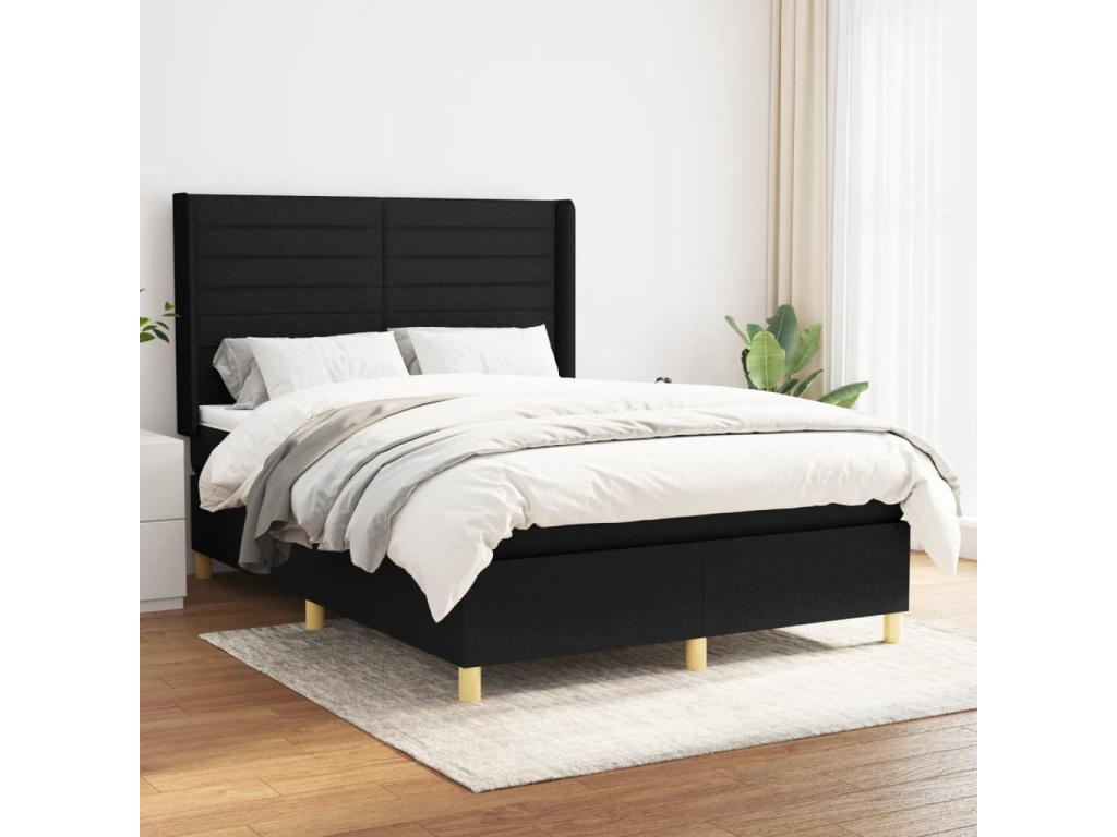 Lit à sommier tapissier avec matelas Noir 140x200 cm Tissu EPYP73679