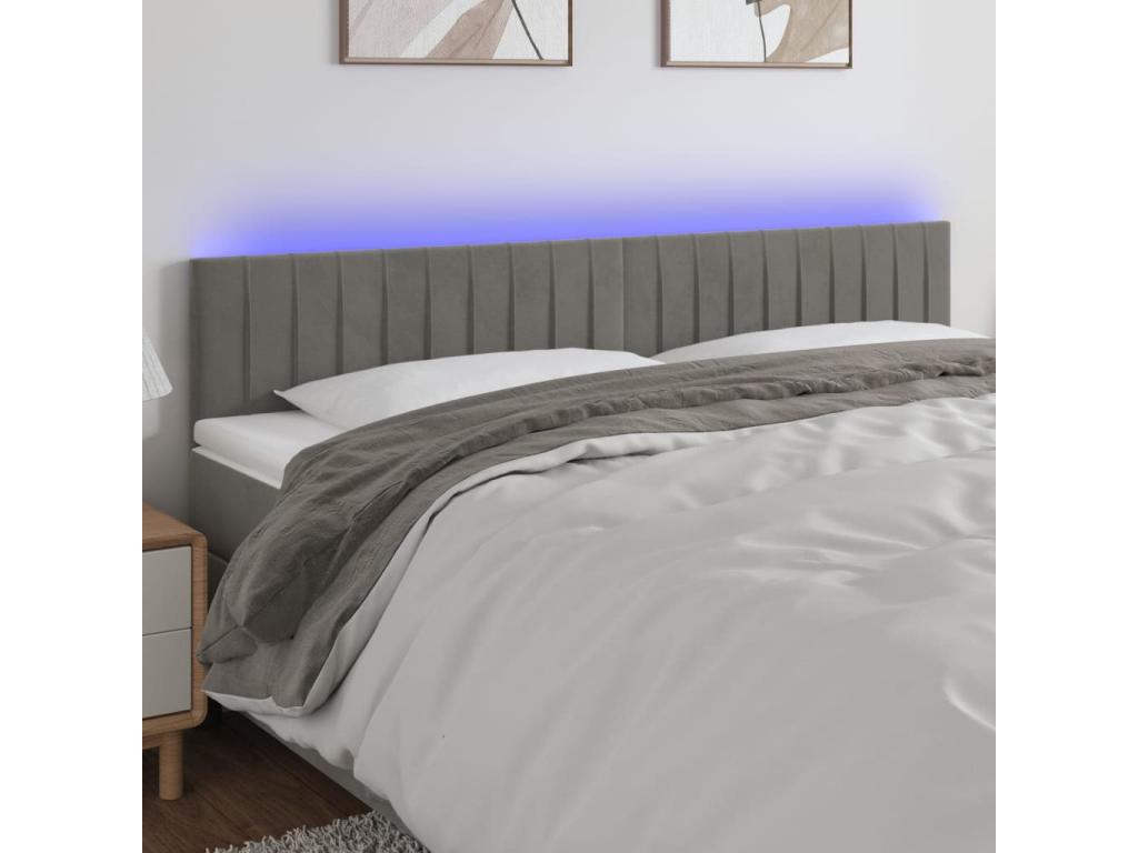 Tête de lit à LED Gris clair 160x5x78/88 cm Velours MKSH93913