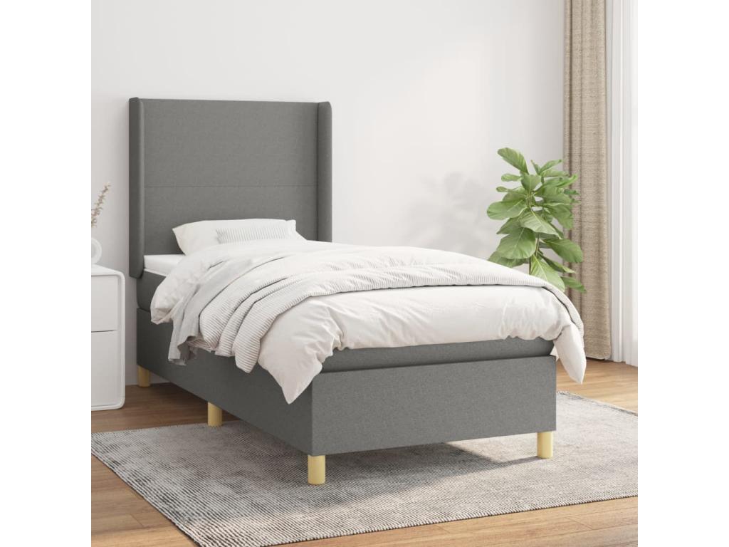 Lit à sommier tapissier avec matelas Gris foncé 80x200 cm Tissu WLRH26290