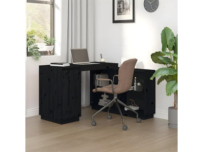 Bureau Noir 110x50x75 cm Bois massif de pin DVFG23918