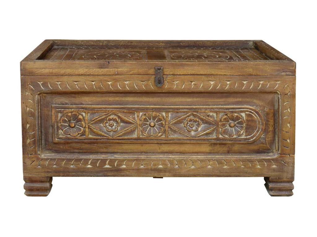 Coffre en bois marron 65x37x33h HUJB02069