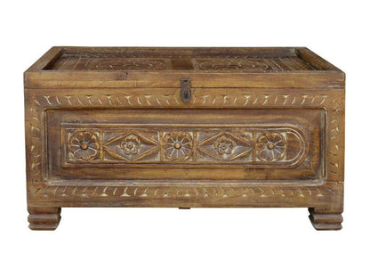 Coffre en bois marron 65x37x33h HUJB02069