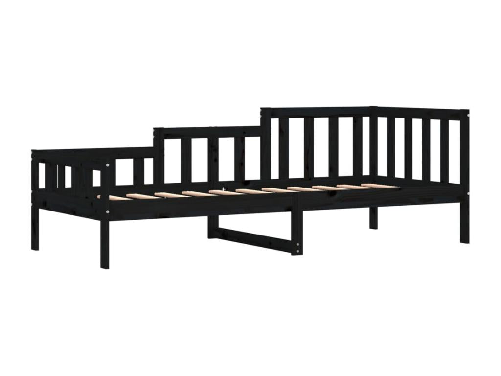 Lit de jour Noir 80x200 Bois de pin massif TNJA48268